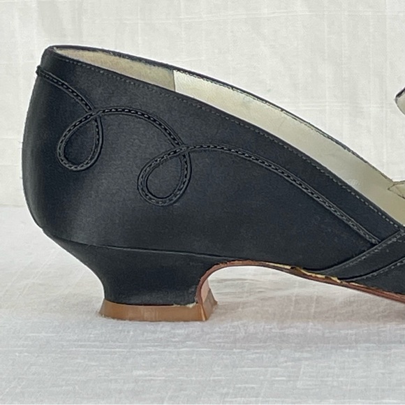 Rare Vintage 1993 PETER FOX Black Satin Shoes “Janet” soutache - Picture 10 of 16